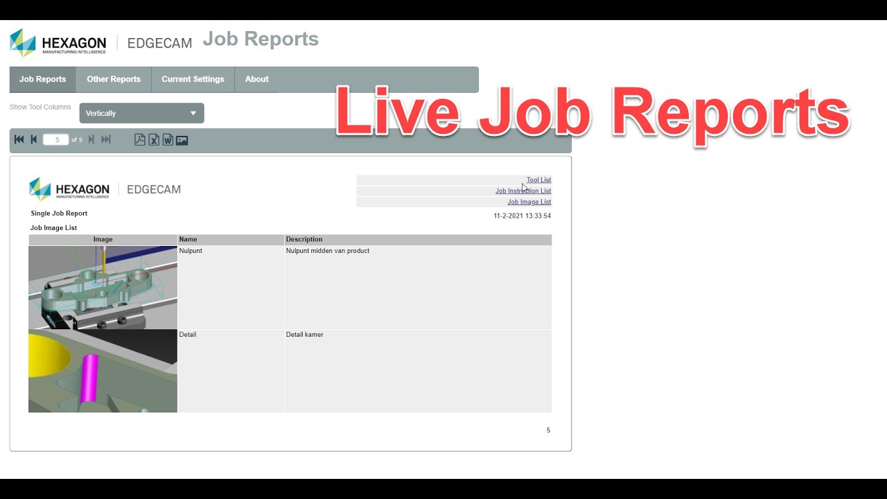 edgecam live job reports