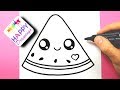 HOW TO DRAW DRAW A CUTE WATERMELON EASY - HAPPY DRAWINGS