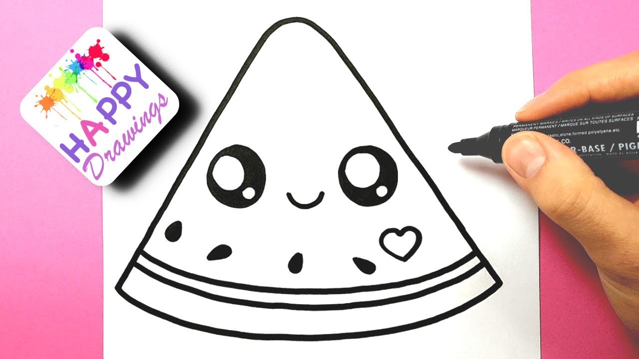 HOW TO DRAW DRAW A CUTE WATERMELON EASY - HAPPY DRAWINGS - By Rizzo ...