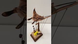 Intricate Manta Ray Wood Automaton