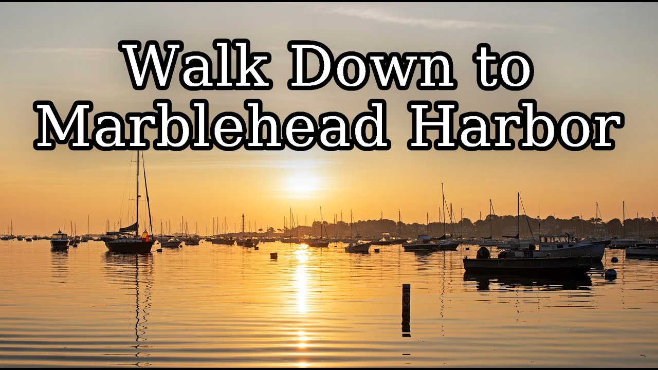 Clip: Walk Down to Marblehead Harbor Marblehead Massachusetts in Crocker Park. Golden Sunrise Glow.