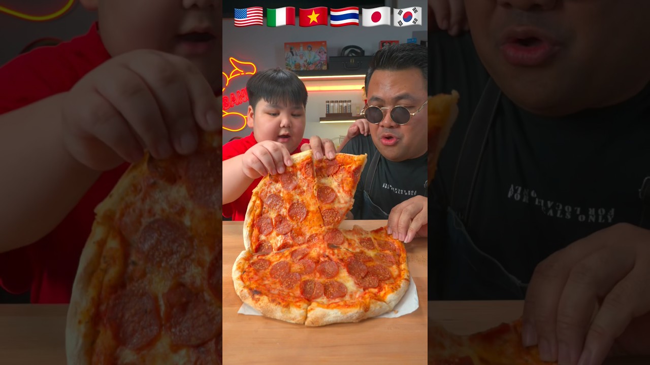 🍕Pizza พิซซ่าแต่ละประเทศ 🇺🇸🇮🇹🇻🇳🇹🇭🇯🇵🇰🇷 #shorts