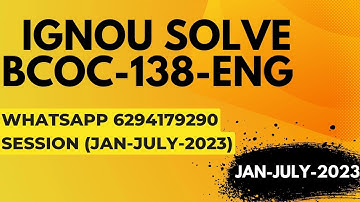 bcoc-138 solved assignment 2022-23 / bcoc-138solved assignment 2023 in english/ ignou bcoc-138