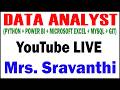 DATA ANALYST BY SRAVANTHI MAM DURGASOFT YOUTUBE LIVE STEAM