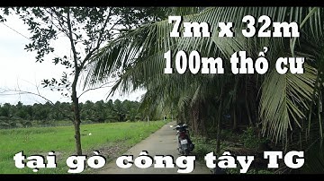 ➀➀➈➅ bán 223m đất tại xã Thạnh Nhựt Huyện Gò Công Tây TG có 100m thổ cư về Sài Gòn 65km