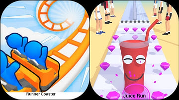 Runner Coaster  vs Juice Run Android IOS Mobile Game Play Walkthrough Android IOS