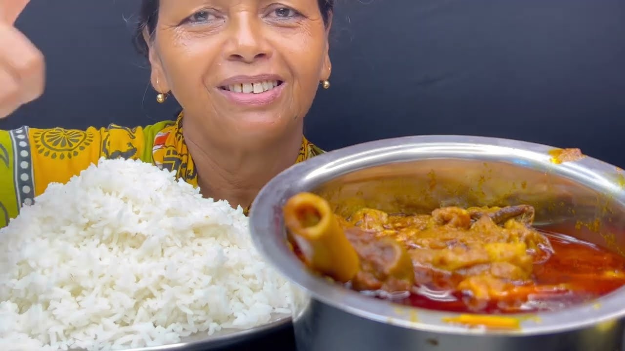 BIGBITES,EATING RICE WITJ MUTTON KOSHA(MUTTON এর লাল ঝোল)।।
