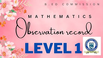 TNTEU |OBSERVATION RECORD |LEVEL 1 | MATHEMATICS | 8TH STD | B.ED COMMISSION|