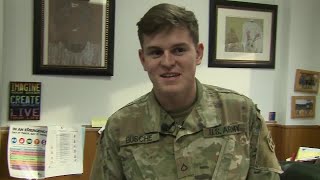 Soldier Surprises Younger Brother At School Embly