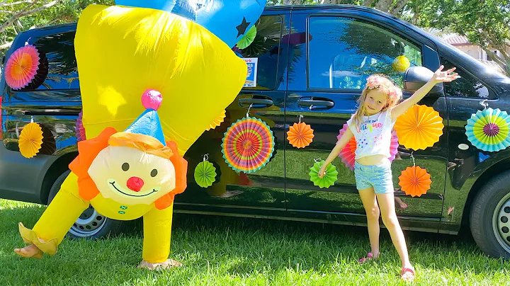 Nastya and her travels in a colored car