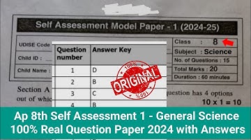💯8th class General Science Self Assessment 1 model paper and answers 2024|Ap 8th fa1 science paper