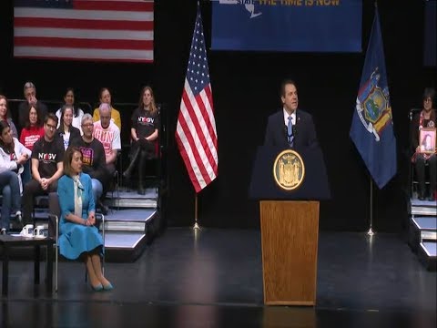<p>Cuomo, joined by House Speaker Nancy Pelosi, signs the Red Flag Bill, a key component of his 2019 Justice Agenda.</p>