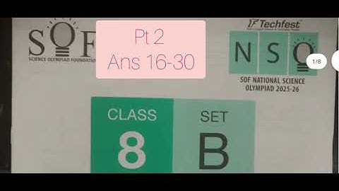 SOF NSO 2025-26 SET B class 8 Ans 16-20  Seience Olympiad l#nso2025 #sof #scienceolympiad #answerkey