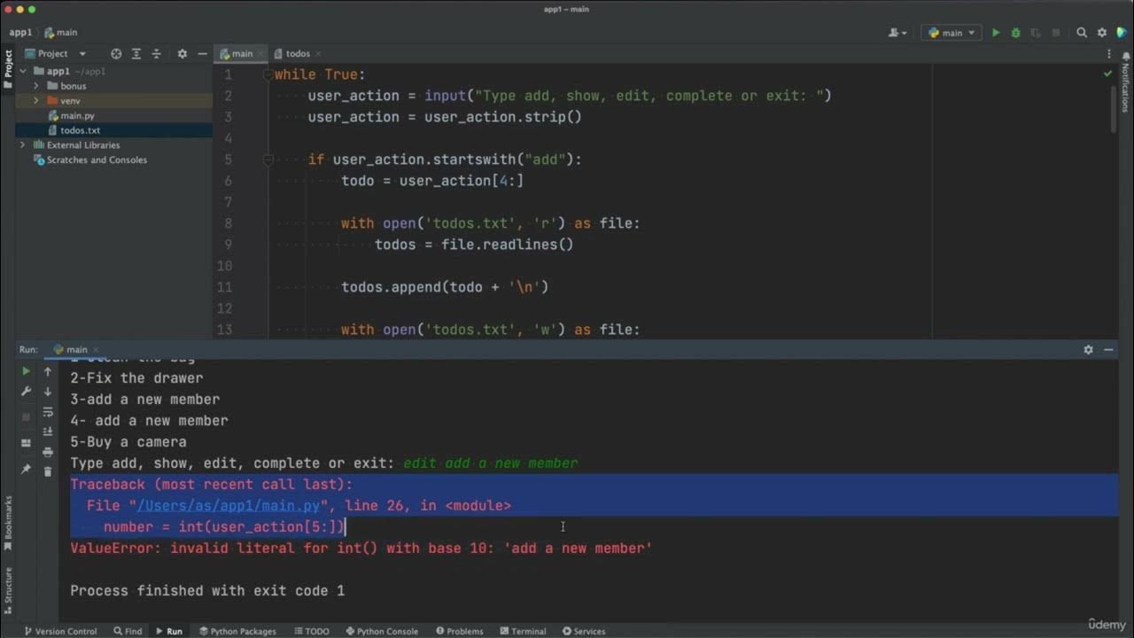 11 Day 10 App 1 Build a To do App with Python Robust Code with Try Except YouTube