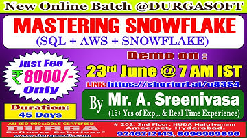 MASTERING SNOWFLAKE Online Training @ DURGASOFT