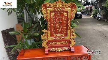 Tranh thờ Cửu Huyền thất tổ hoa mai dát vàng