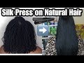 My BEST Silk Press On My Natural Hair at Home! Curly to Straight | Straightening Long Type 4a Hair