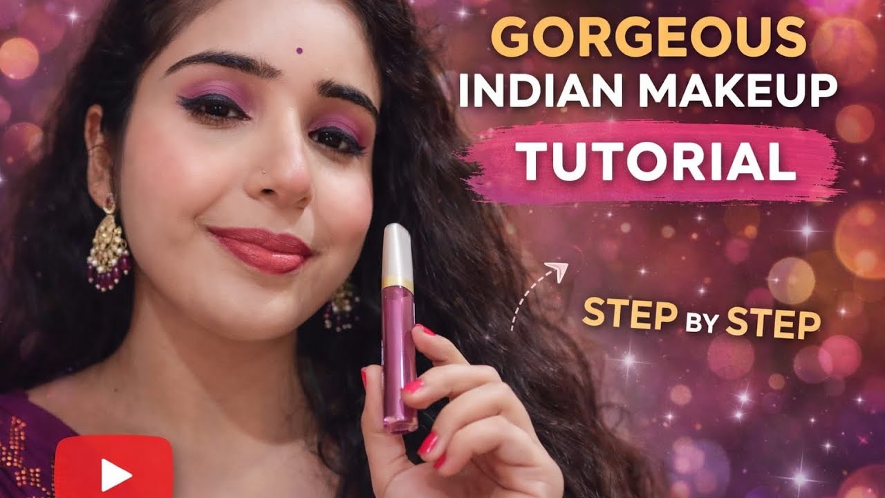 Gorgeous indian makeup tutorial step by step,wine saree makeup look,bindi makeup look #ytshorts 