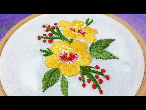 Embroidery⎮ลายดอกไม้⎮ปักทึบ Satin stitch⎮Nisa craft