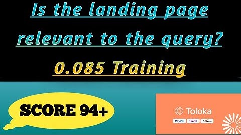Is the landing page relevant to the query? 0.085 Training