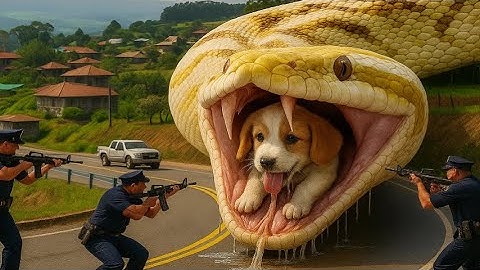 "Brave Rescue Team Battles Giant Golden Python to Save Innocent Puppy"