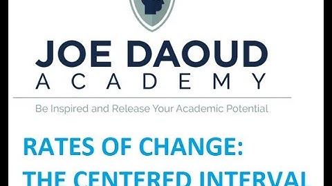 Rates of Change: How to calculate an estimate of the IRC using the CENTRED INTERVAL method