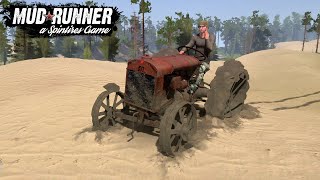 Spintires MudRunner FORDSON PUTILOVETS Old Tractor Driving Through Sand