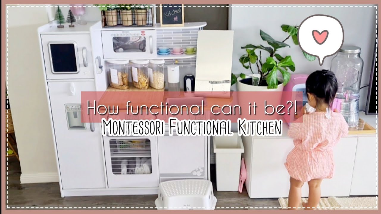 8 Things that make Play Kitchen more Functional  Montessori Kitchen Setup  with WORKING SINK 