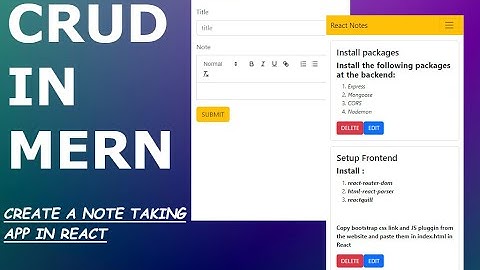 CRUD operation in MERN stack. Note taking app in React.