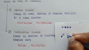 Addition polymers and condensation polymers | polymers on mode of formation| types of polymers
