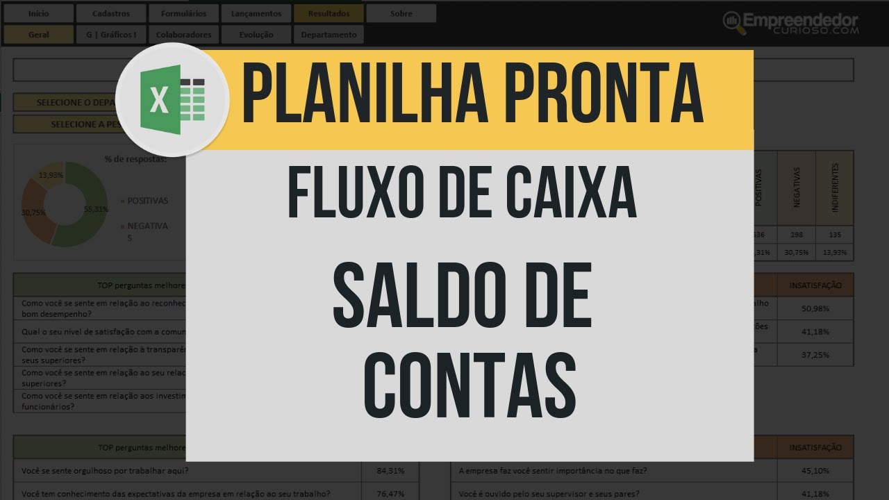 Planilha de Fluxo de Caixa - Contas (corrente, poupança 