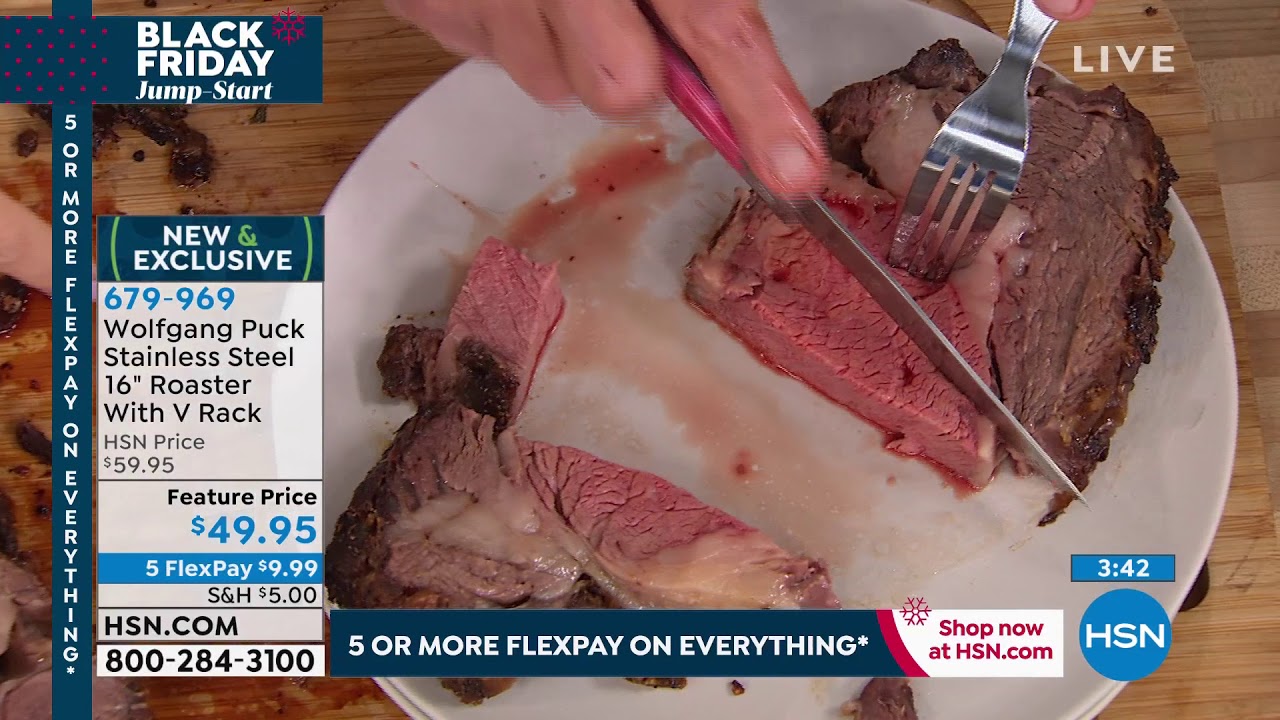 Wolfgang Puck Stainless Steel 16" Roaster With V Rack YouTube