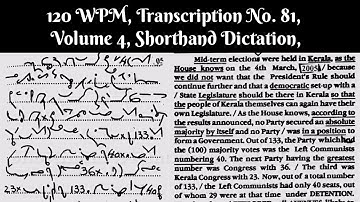 120 WPM, Transcription No  81, Volume 4,Shorthand Dictation, Kailash Chandra,With ouline & Text