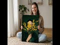 Woman with Yellow Flowers Canvas, Green Portrait Wall Art #homedecor