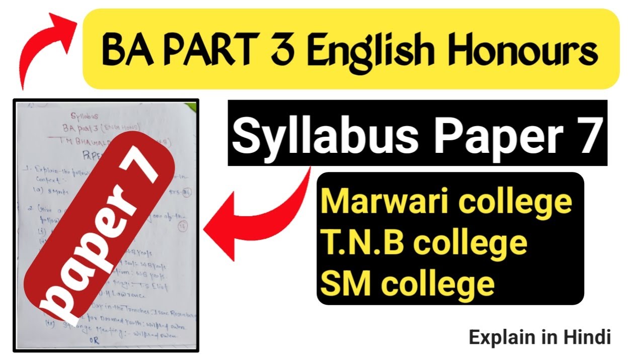 ENG Honours part 3 syllabus paper 7.TM Bhagalpur ( Marwari, TNB ,SM college)