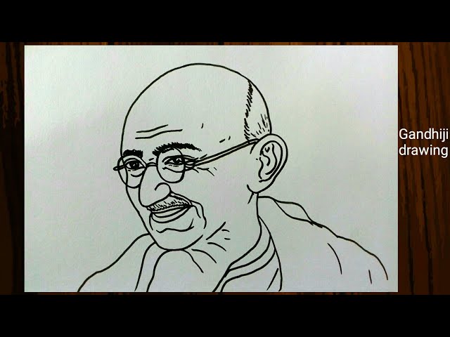 how to draw mahatma gandhi step by step,mahatma gandhi face drawing with  pencil sketch for beginners - YouTube