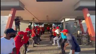 Fighters are at the East London Airport, awaiting the arrival of  President, ...