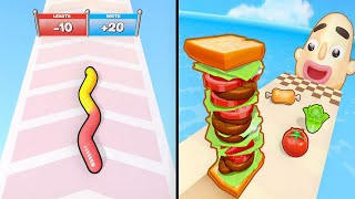 Sandwich Runner vs Gummy Worm Go - Max Levels Unlocked Speedrun Gameplay screenshot 2