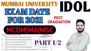 IDOL Mumbai University Exam Date for MCOM|MA|Msc|2021Circular COMMENCEMENt of Exam date|JITESH SIR|