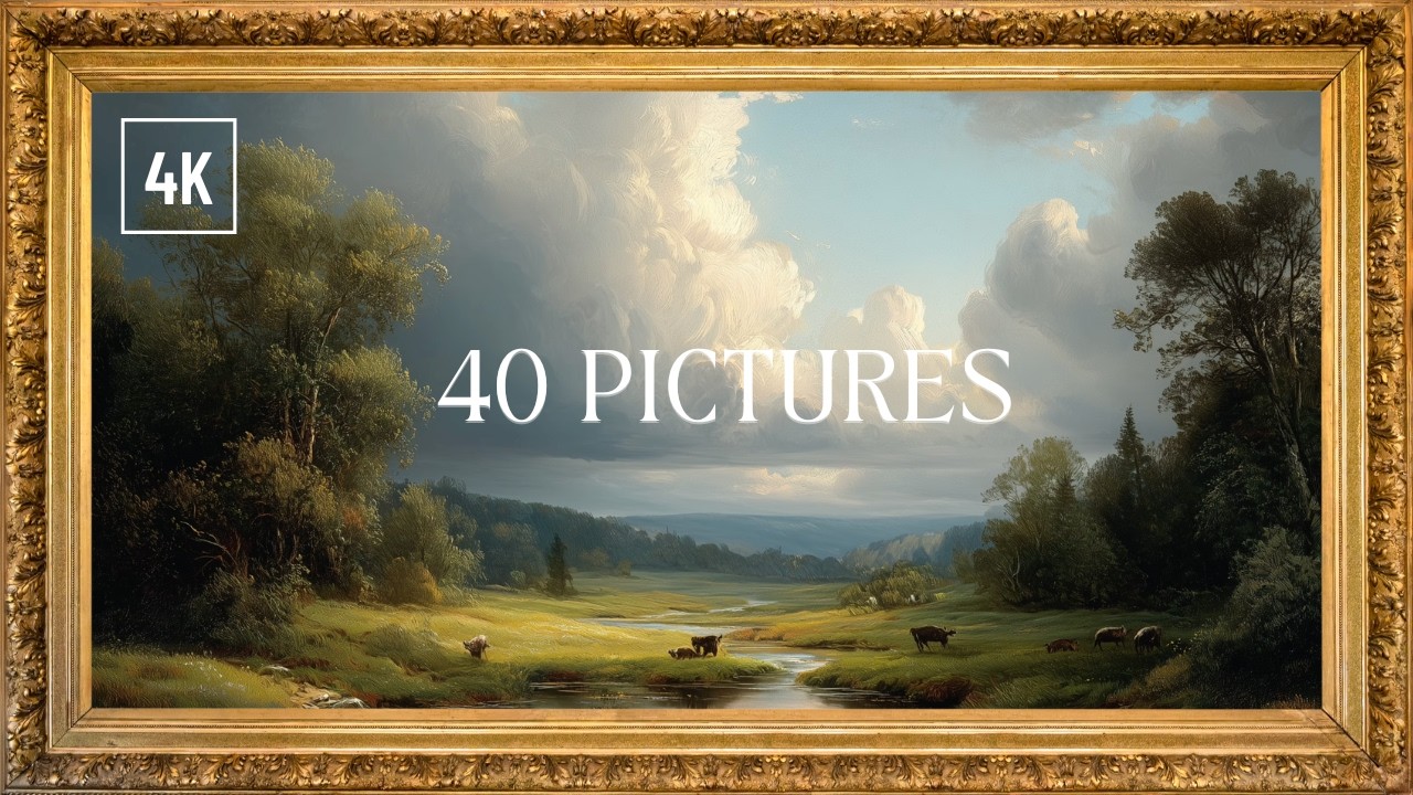 40 pictures frame tv art 4K | 4 Hours Landscape Oil Painting TV Screensaver with Music