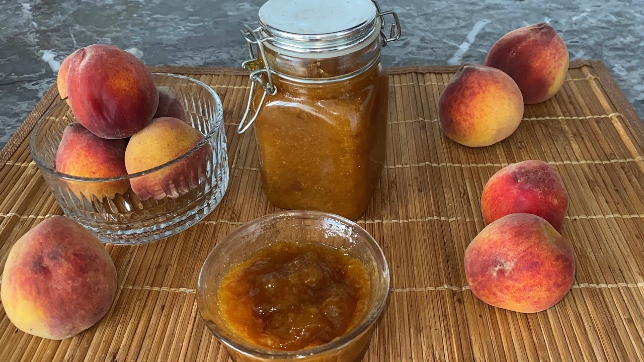 بثلاث مكونات حضري أسهل وألذ مربى الخوخ mermelada melocoton confiture de pêche maison facile , rapide