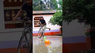 🟠🟢I burst a water balloon with my bicycle🚴‍♀️ #shorts #viral #comedy #youtubeshorts