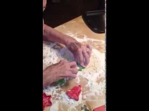 Mom making German anise cookies