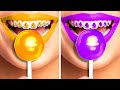 YELLOW vs. PURPLE CANDY || Food Taste Test! Yummy Food Recipes by 123 GO! FOOD