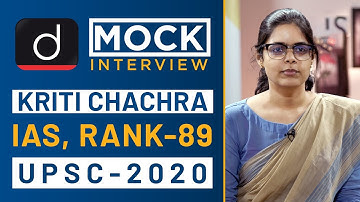 Kriti Chachra, Rank - 89, IAS - UPSC 2020 - Mock Interview I Drishti IAS English