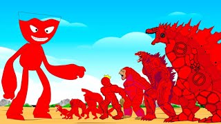 RED MONSTER RADIATION vs GODZILLA, KONG, SHARKZILLA, DINOSAUR T-REX | Godzilla Cartoon Compilation