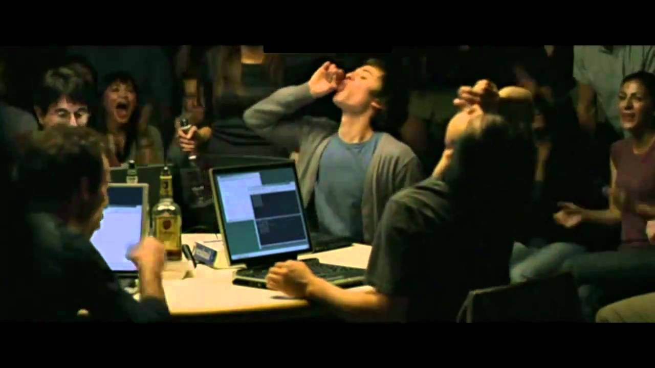 The Social Network - hacking and drinking scene