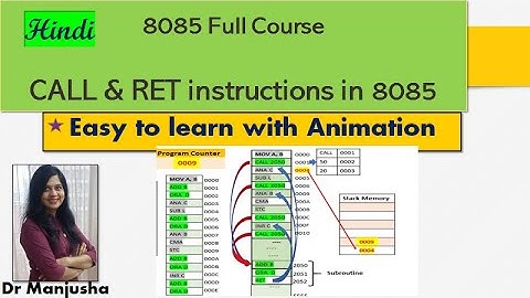 8085  CALL and RET instructions in Hindi