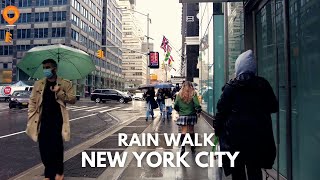 Rain Walk in New York City - Midtown Manhattan [4K]