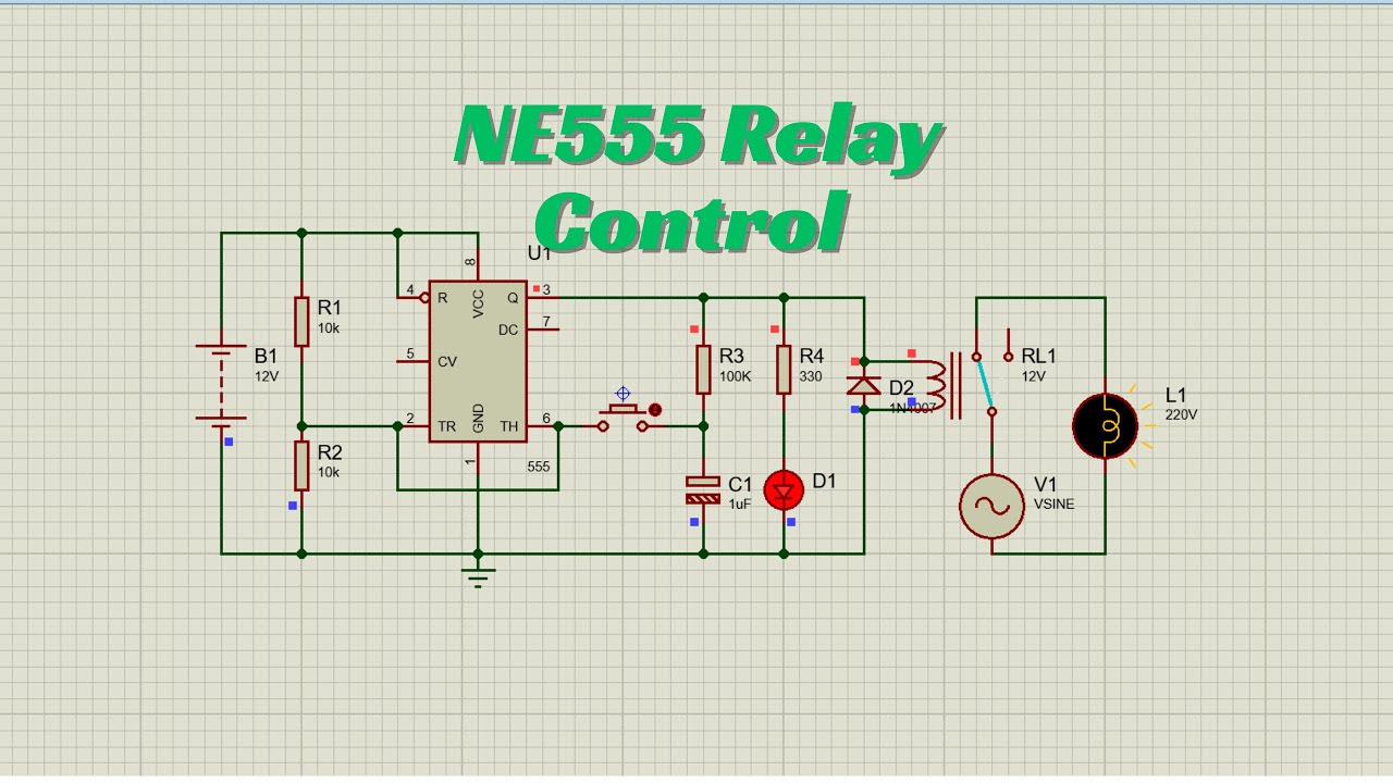 How to Control a Relay Using a Push-Button and NE555 Timer in Proteus ...